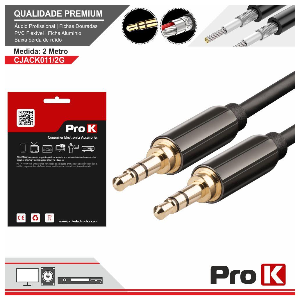 (imagem para) Cabo Jack 3.5mm Macho / Jack 3.5mm Macho 2m St PROK